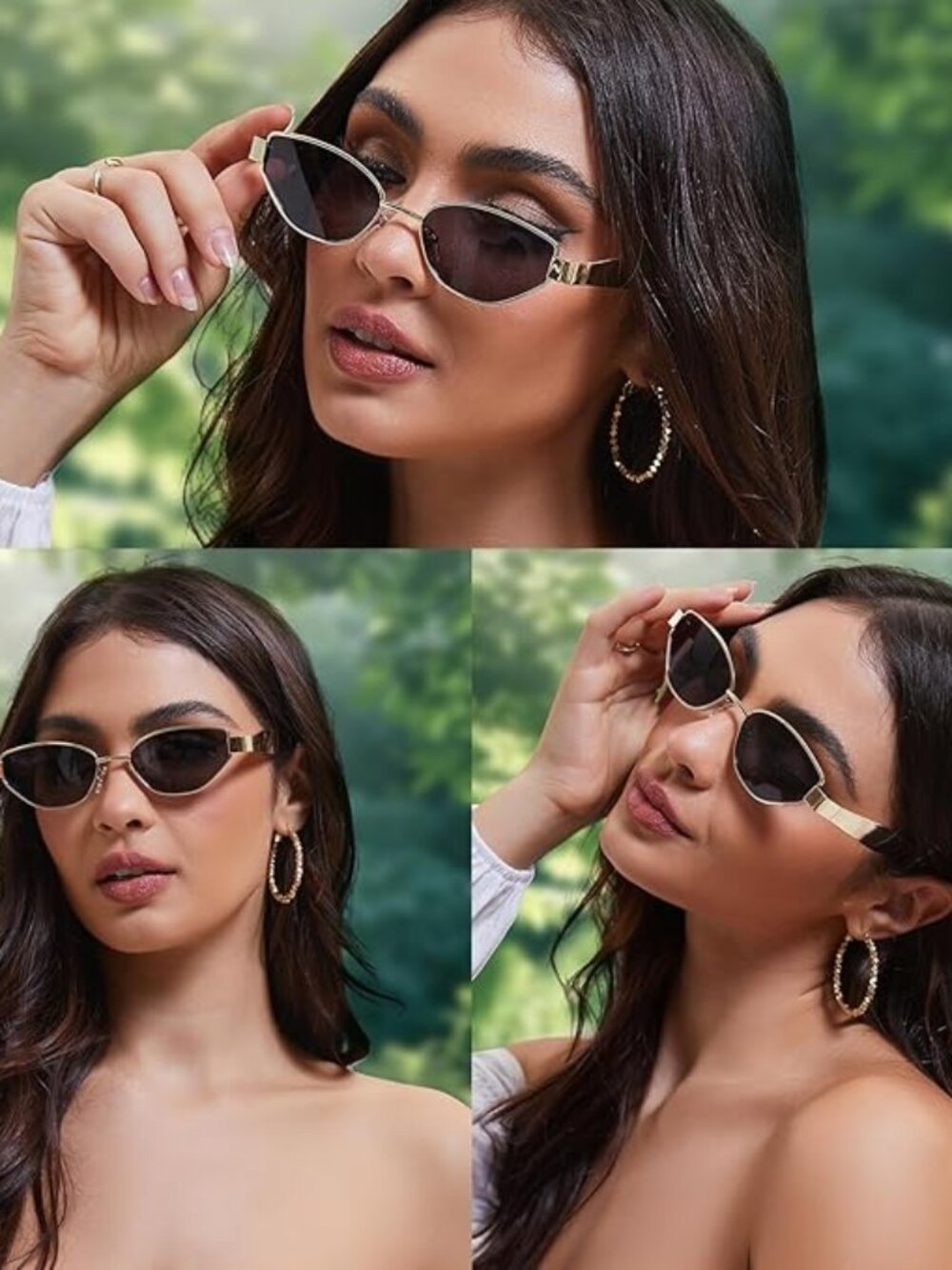 Retro Oval Cat Eye Sunglasses Womens Trendy 2026, Fashion Narrow Cateye Shades f